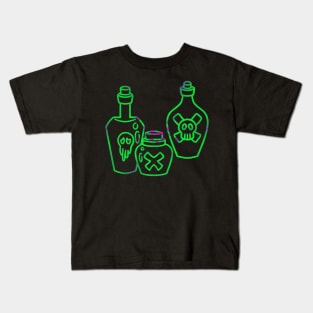 Poison bottles in toxic neon green and purple, vector illustration Kids T-Shirt